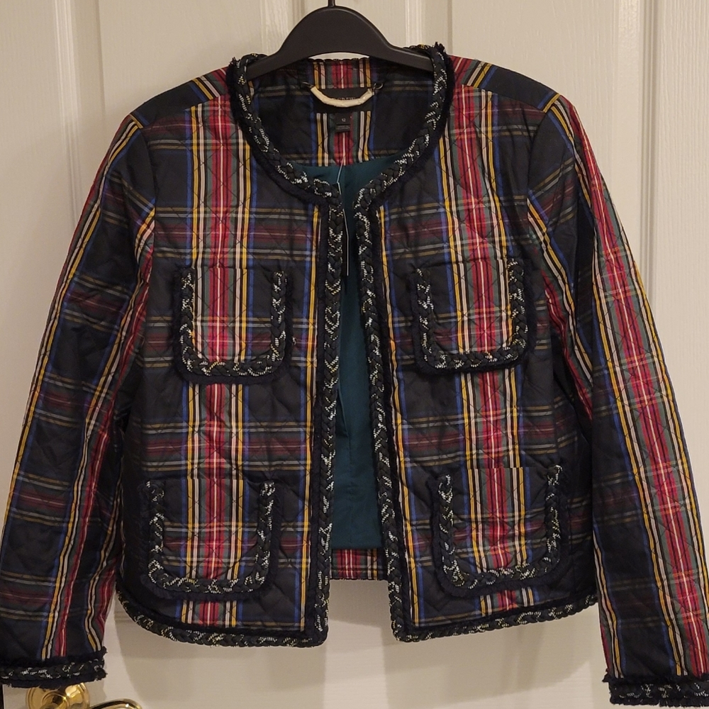 J Crew Quilted Plaid Jacket, Size 12